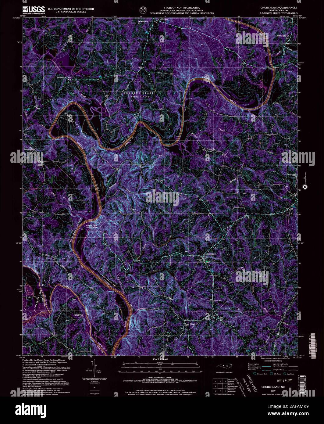 USGS TOPO Map North Carolina NC Churchland 161098 2000 24000 Inverted