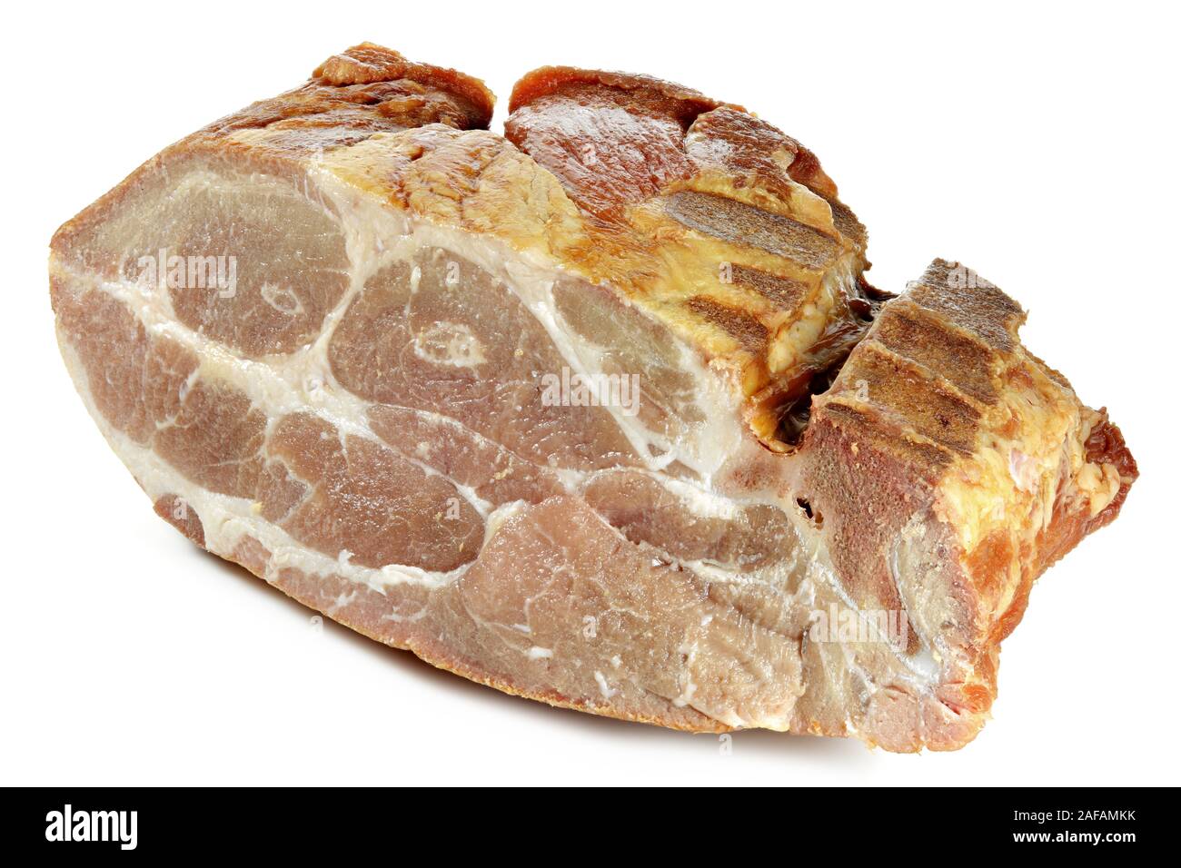 German Kassler cut of pork isolated on white background Stock Photo