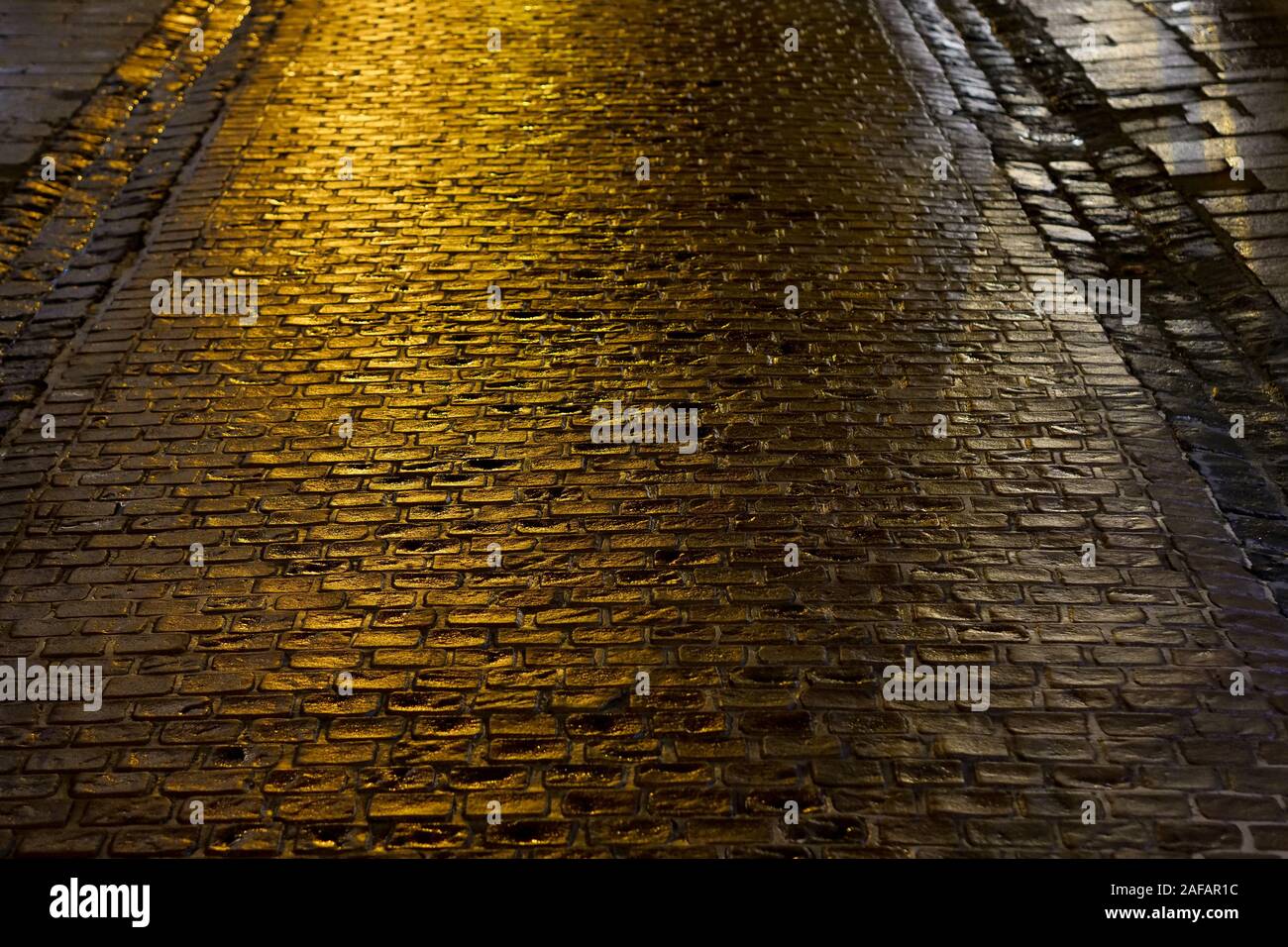 Night view in the streets of Saint-Jean de Luz, Pyrénées-Atlantiques, France Stock Photo