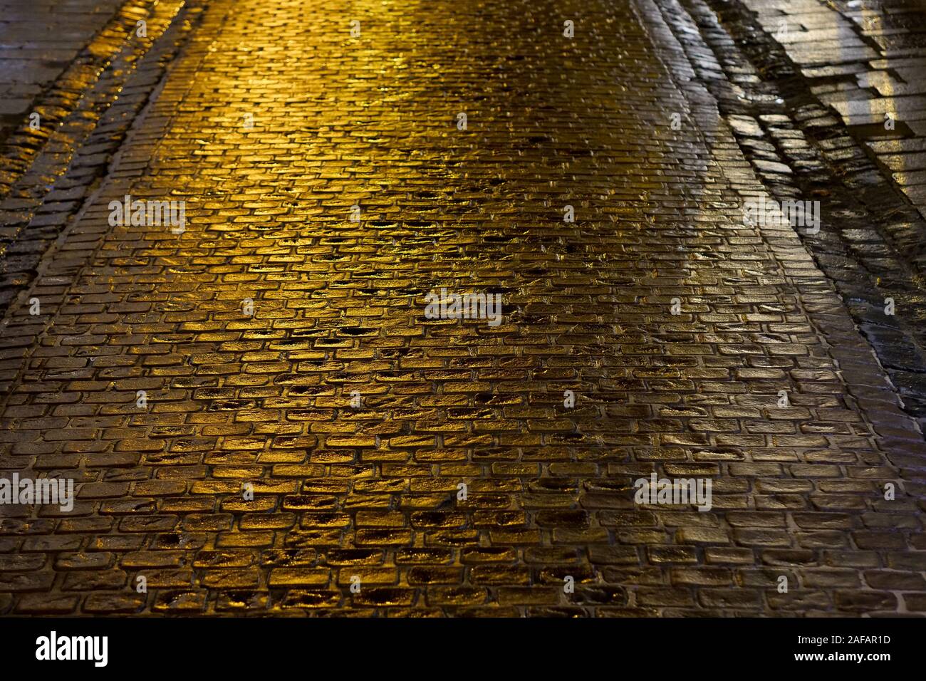 Night view in the streets of Saint-Jean de Luz, Pyrénées-Atlantiques, France Stock Photo