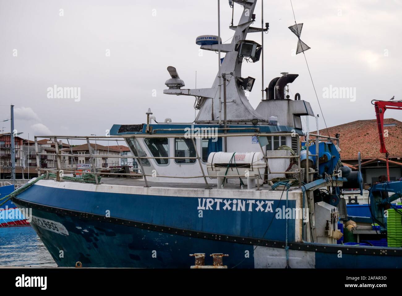 Trawler, Saint-Jean de Luz fishing harbor, Pyrénées-Atlantiques, France Stock Photo