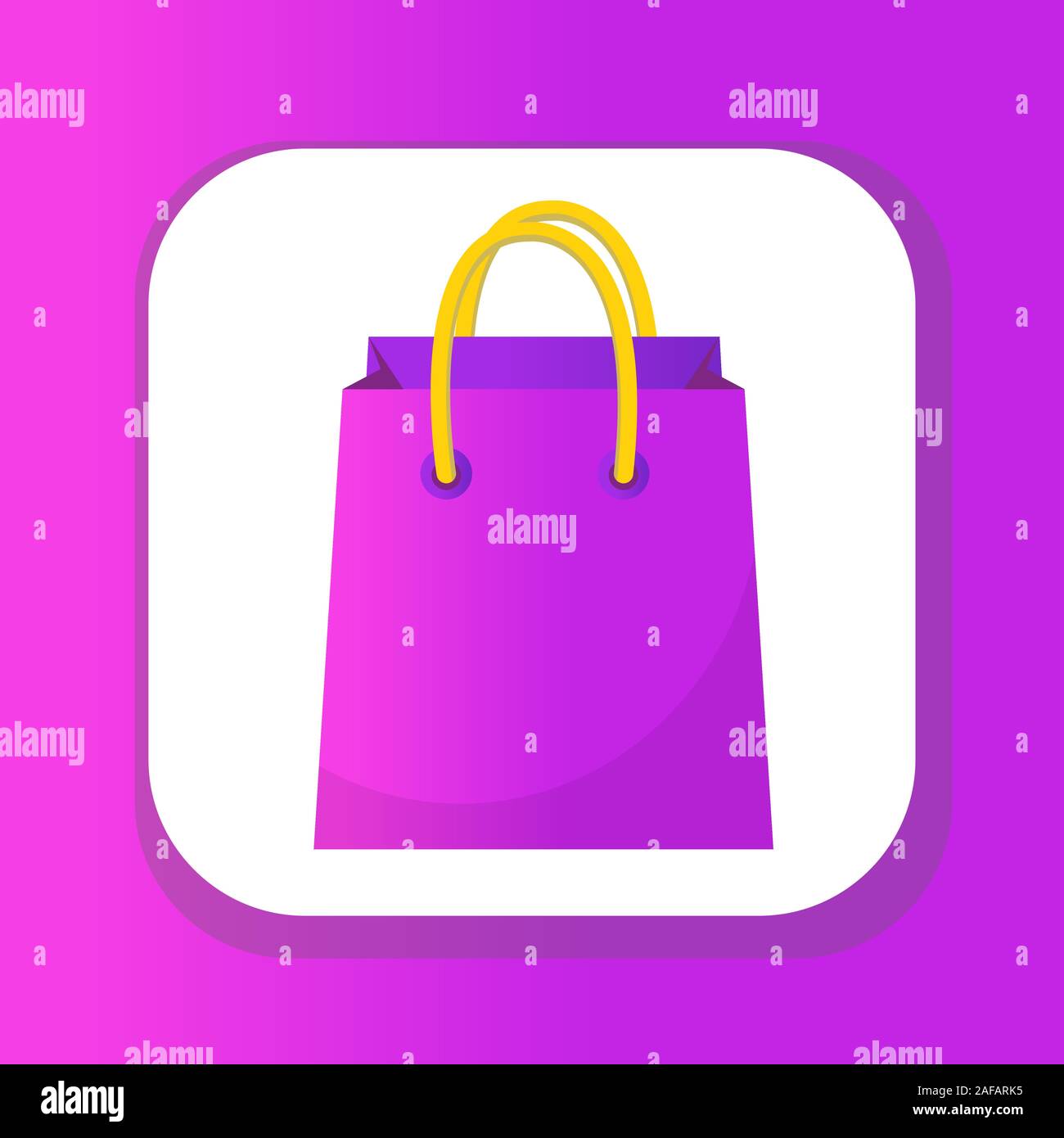 Shopping bag icon flat style. Colorful shopping bag sign symbol. Paper