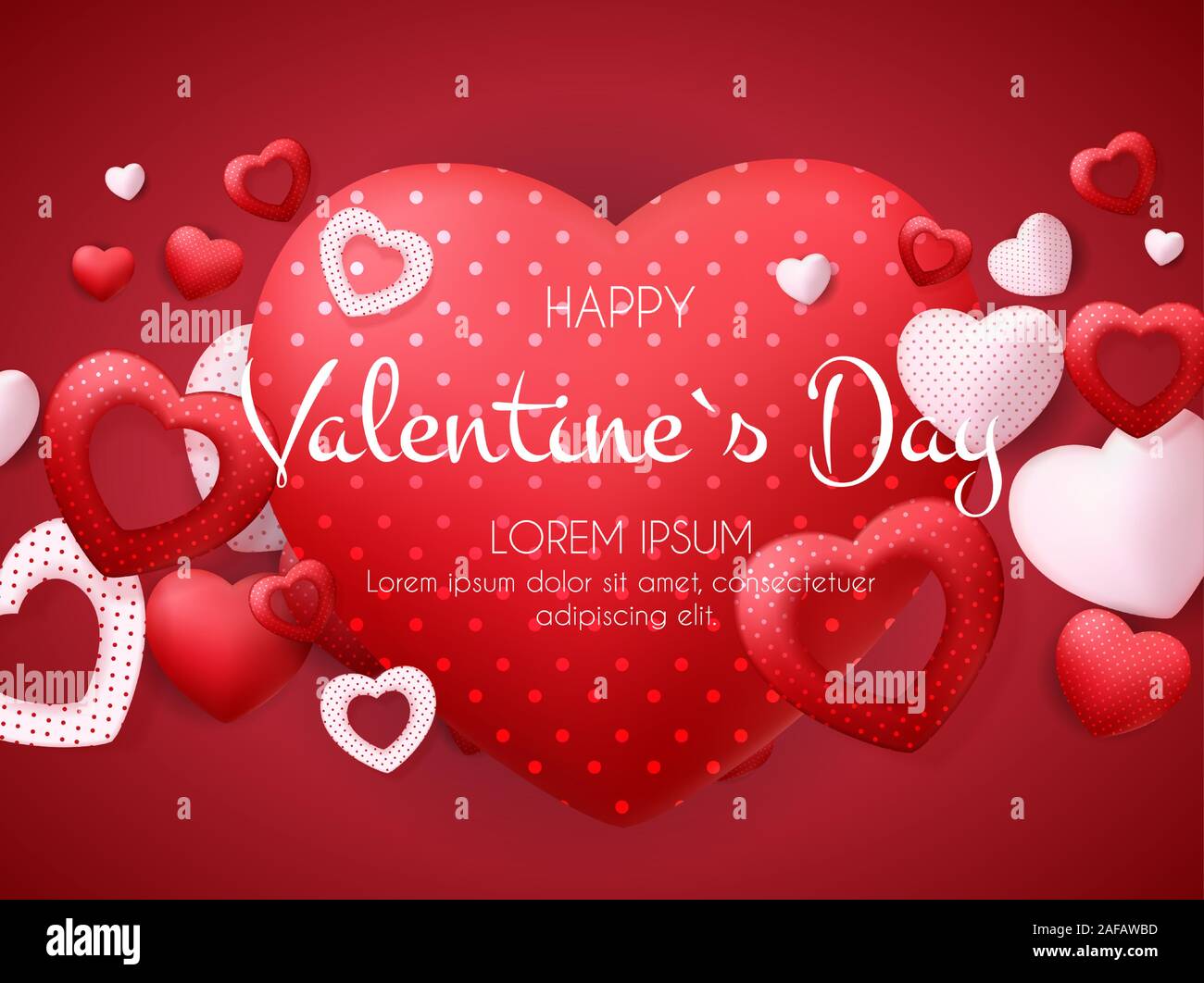 Happy Valentines Day Card with Heart. Vector Illustration Stock Vector ...