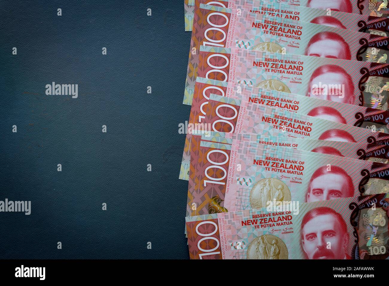 New Zealand Money One Hundred Dollar Bills Place For Text Stock Photo Alamy