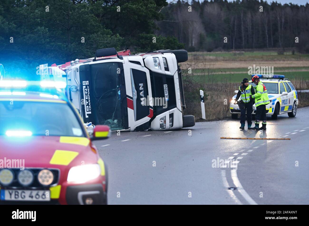 Truck overturned in a ditch next to Highway 34, Linköping, SwedenPhoto ...