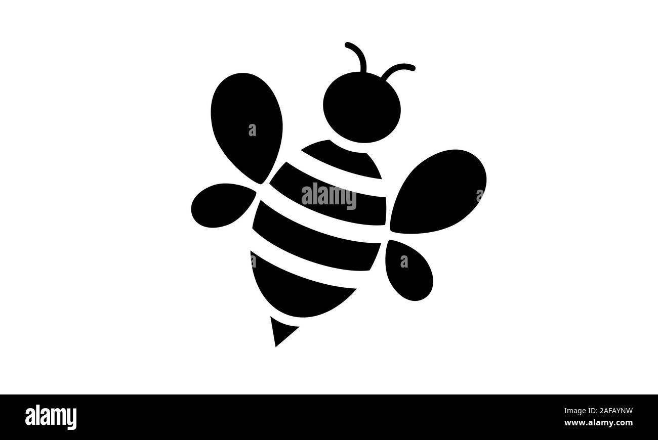 Vector bee icon isolated on white background. Flat bumblebee logo cartoon. Honey bee simple illustration new. Stock Vector