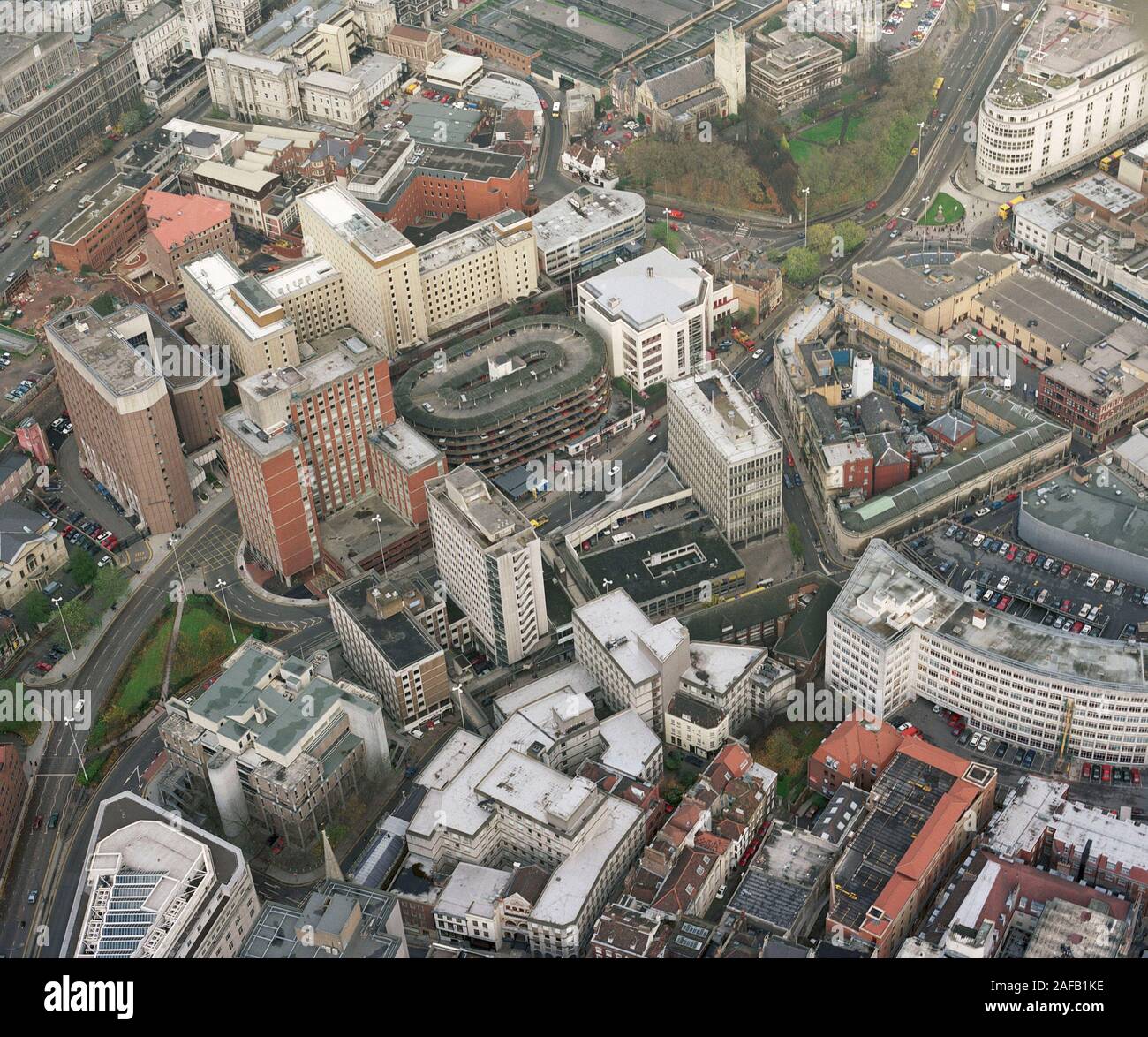 An aerial Photo of Bristol city centre in 1994, South West England, UK