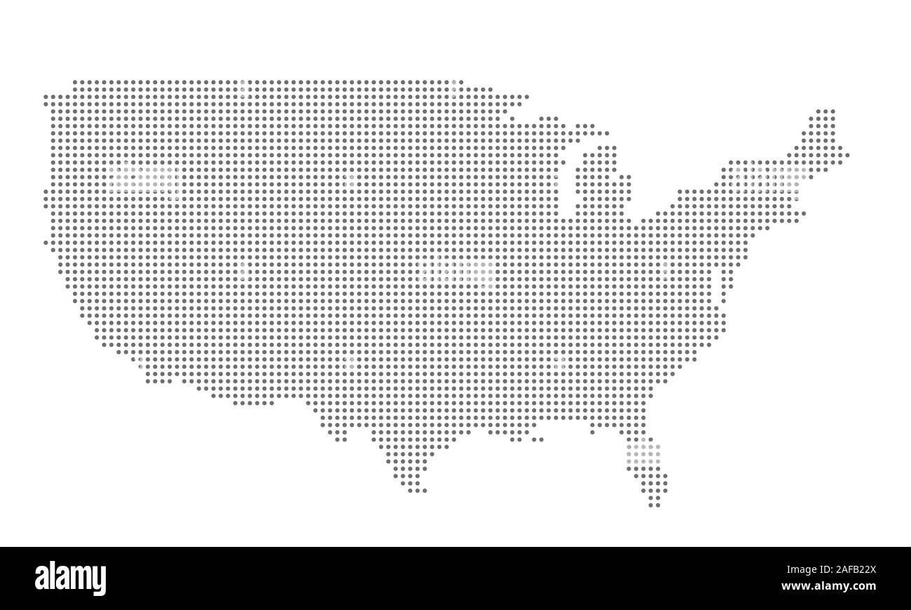 United State map vector dotted, isolated background. Flat grey template for web site pattern, annual report, infographic. USA map concept. US map Stock Vector