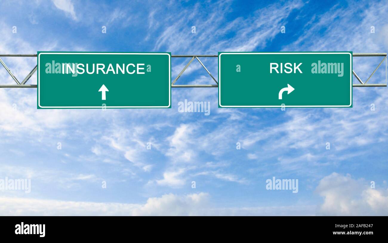 All Risks Insurance Sign Road signs to insurance and risk Stock Photo - Alamy