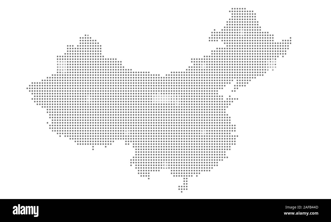 China map vector dotted, isolated background. Flat grey template for web site pattern, annual report, infographic. China map dots. China map concept. Stock Vector