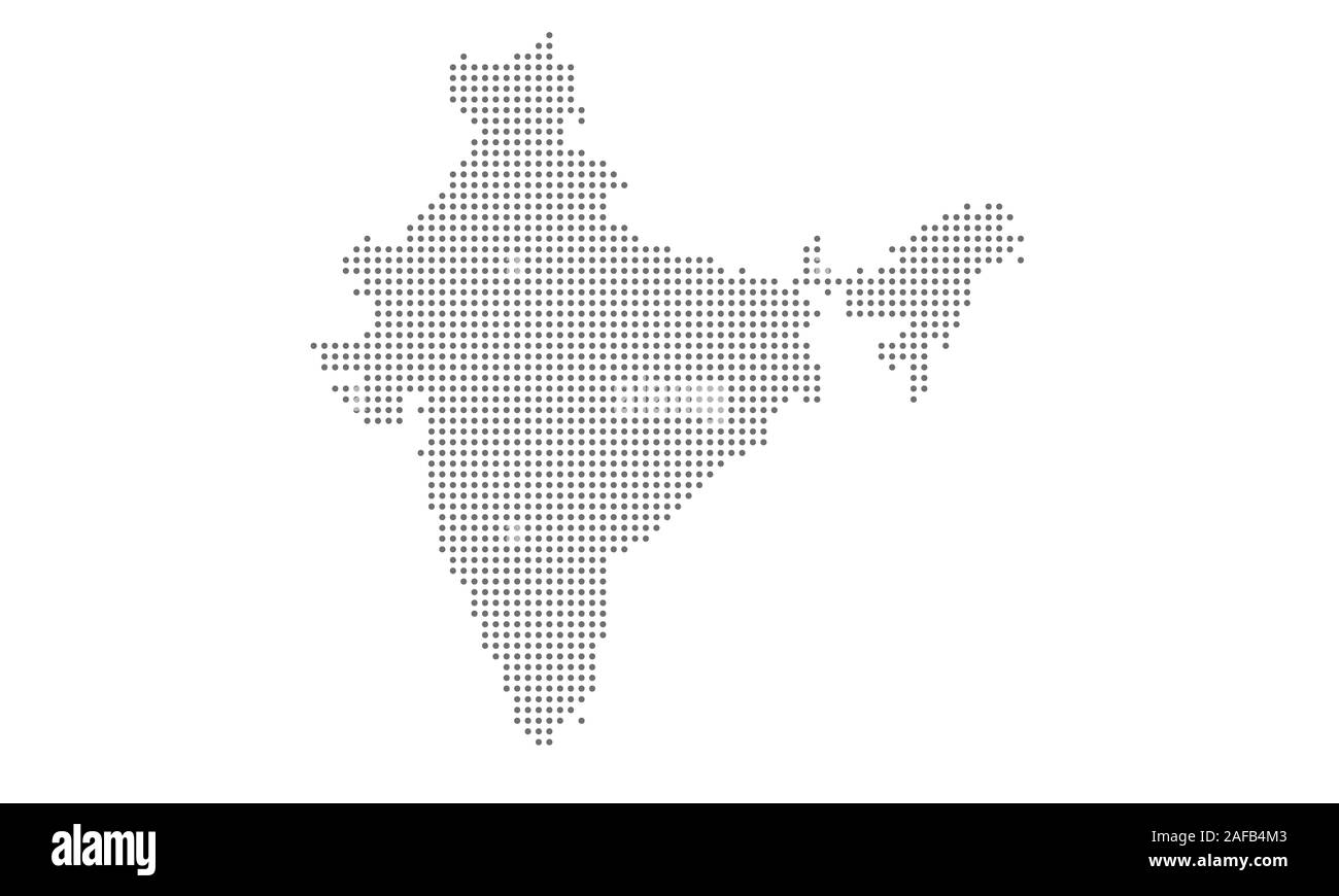 India map vector dotted, isolated background. Flat grey template for web site pattern, annual report, infographic. India map dots. Asia map dots. Stock Vector