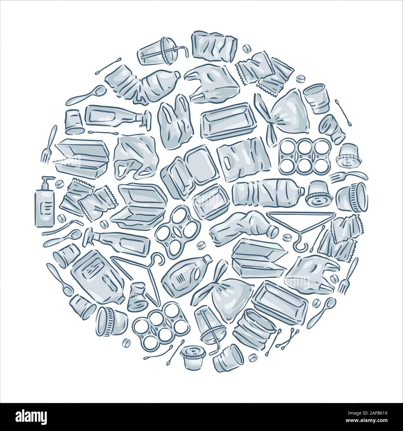 Plastic waste icon collection on white background Stock Vector Image