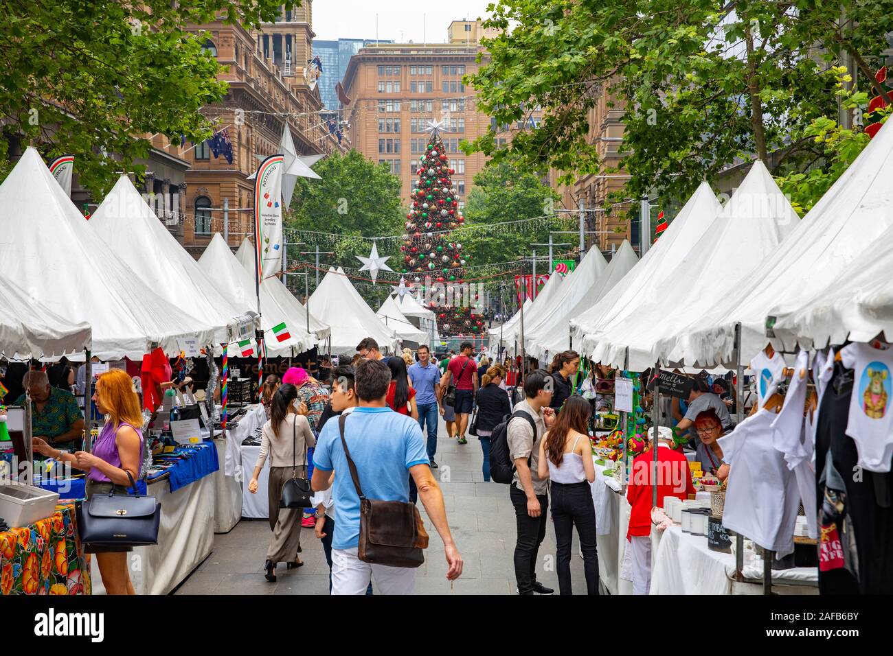 Australian christmas market in martin place Sydney city centre,Australia Stock Photo