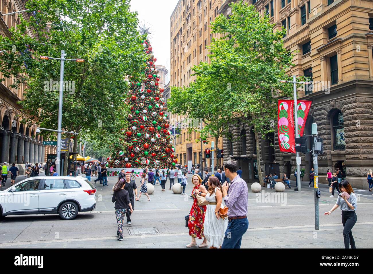 Christmas Australia, giant christmas tree in Martin Place, Sydney city