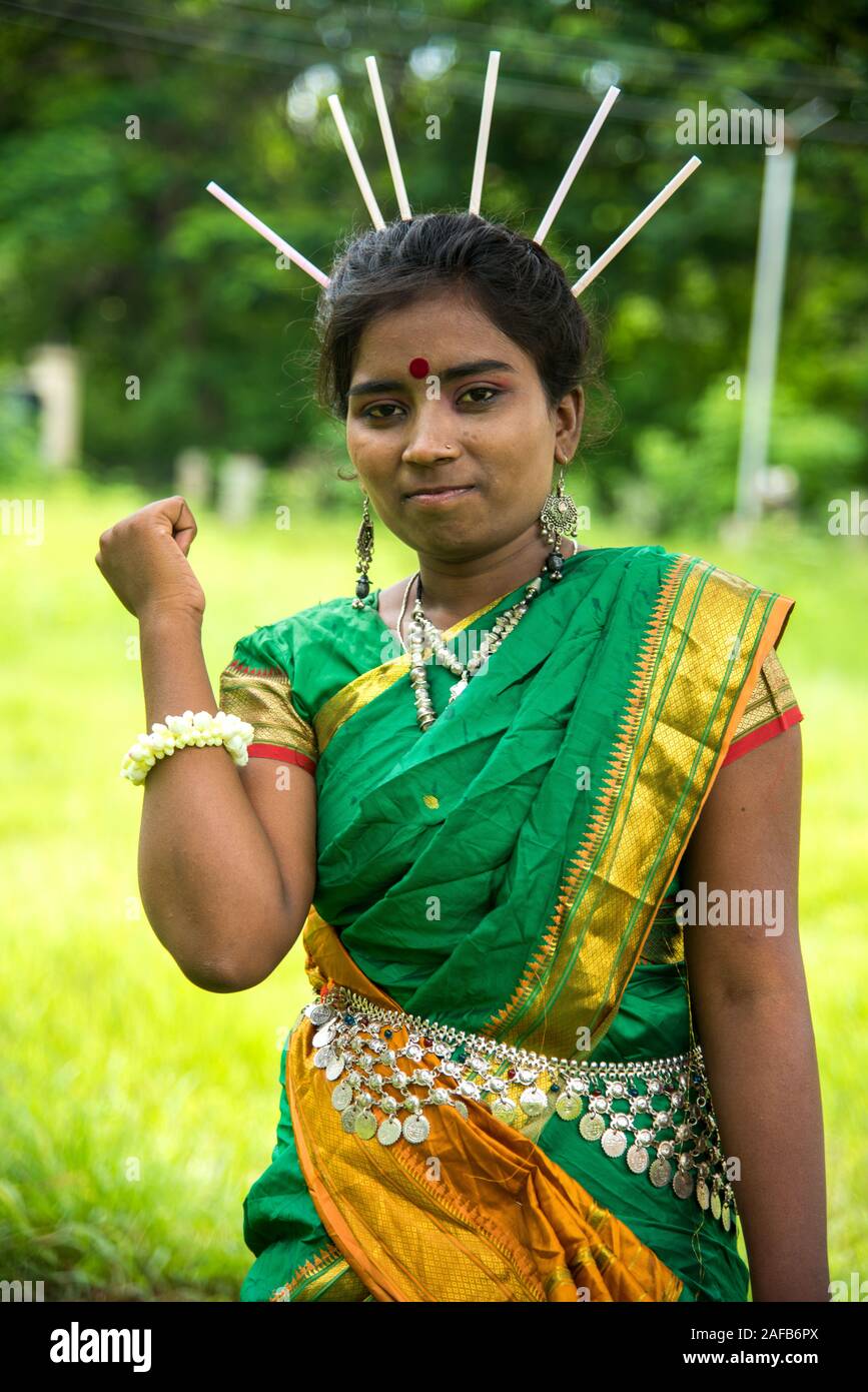 AMRAVATI, MAHARASHTRA, INDIA AUGUST 9 Group of Gondi tribes