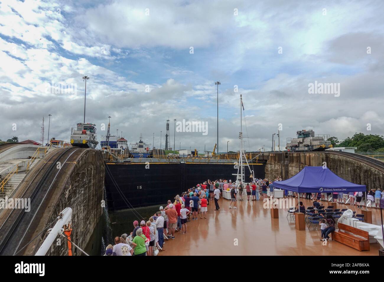 Panama - 11/6/19: A cruise ship with the passengers on the bow watching ...