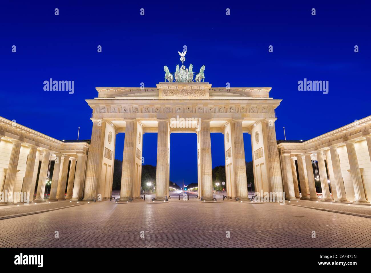 Brandenburg Gate in Berlin, Germany at twilight. Stock Photo