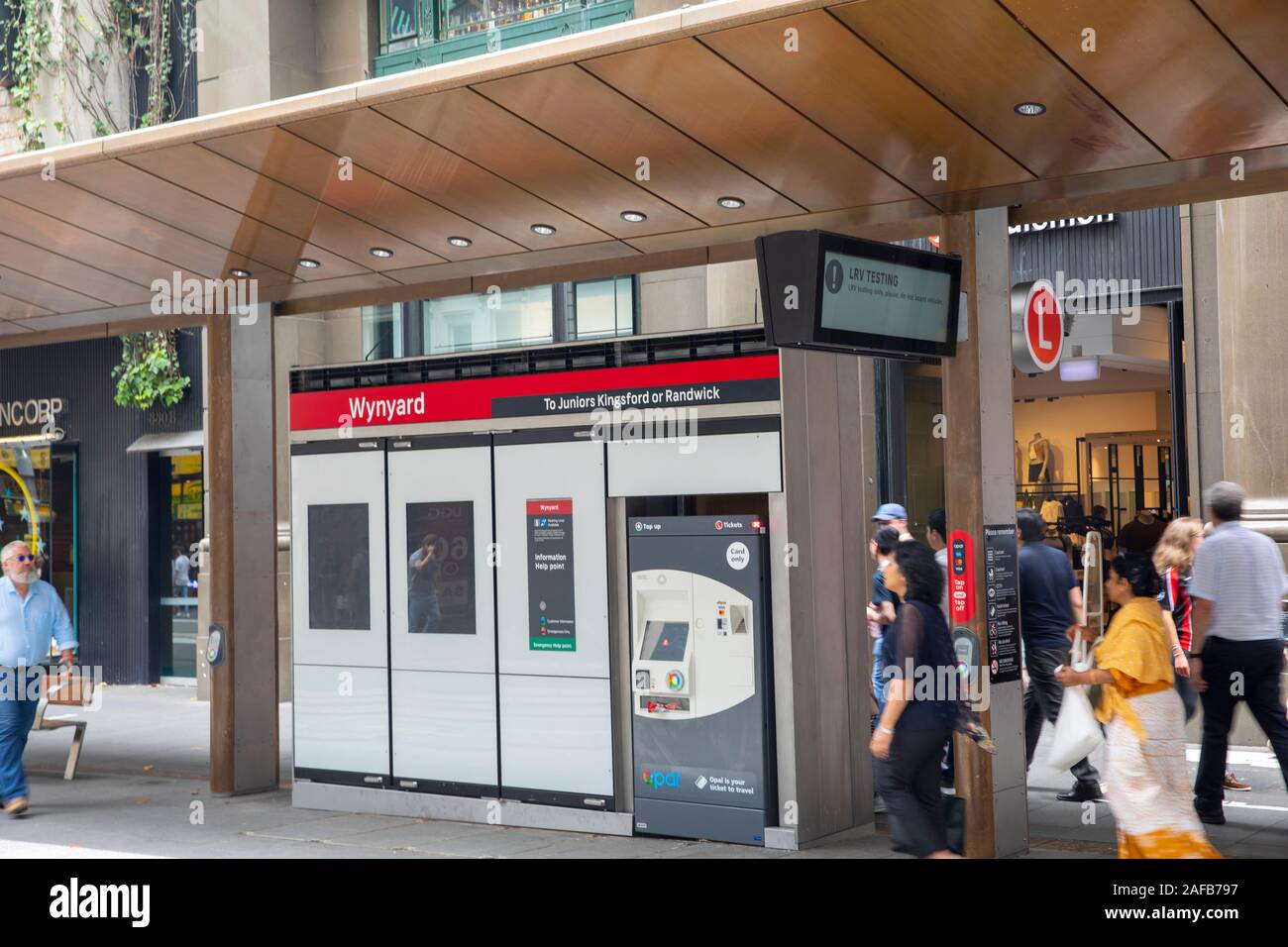 Sydney CBD light rail station and ticket machine in George Street,Sydney,Australia Stock Photo