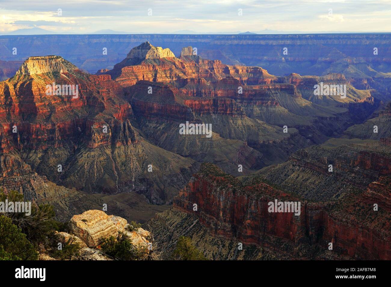 Sonnenuntergang Grand Canyon North Rim, Nordrand, Bright Angel Point, Arizona, USA Stock Photo