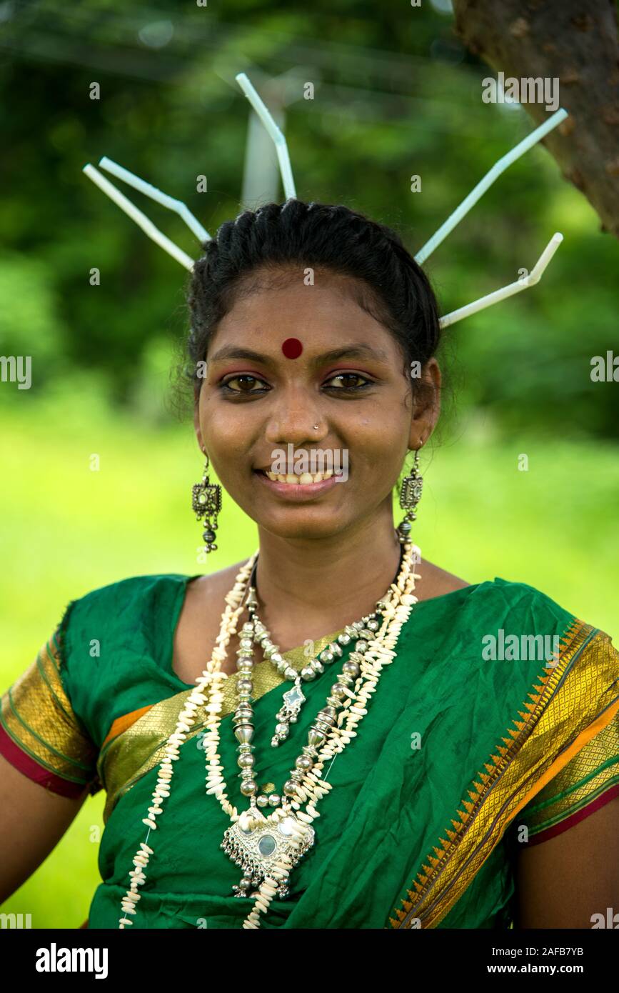 AMRAVATI, MAHARASHTRA, INDIA AUGUST 9 Group of Gondi tribes