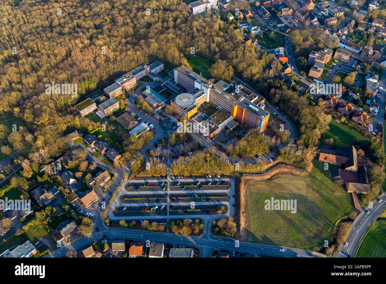 Aerial photograph, General Hospital, St. Barbara-Klinik Hamm-Heessen GmbH  Department of Urology, Parking, , Hamm, Ruhrgebiet, North Rhine-Westphalia  Stock Photo - Alamy