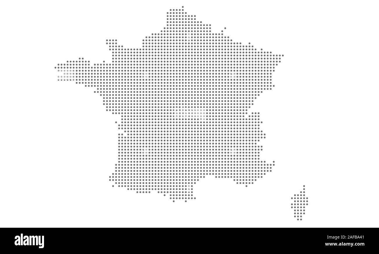 Dotted france map vector, isolated background. Flat Earth, gray map template for web site pattern, annual report, infographic. Map of France dots Stock Vector