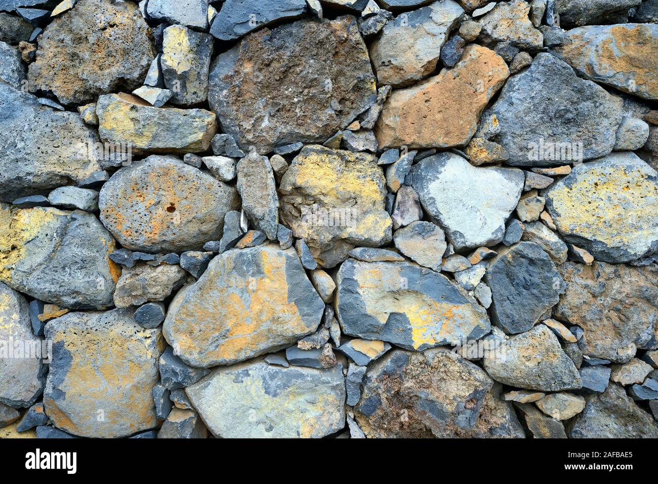 alte Mauer aus Lavagestein, Teneriffa, Kanarische Inseln, Spanien Stock Photo