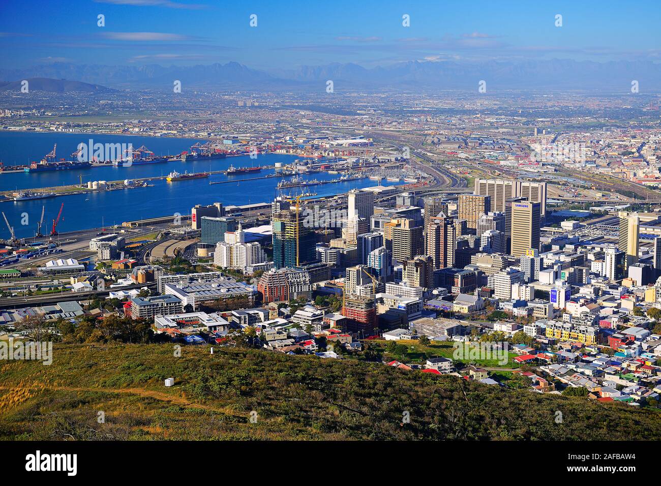 Innenstadt von Kapstadt, gesehen vom Signal Hill, Kapstadt, West Kap, Western Cape, Suedafrika, Afrika Stock Photo