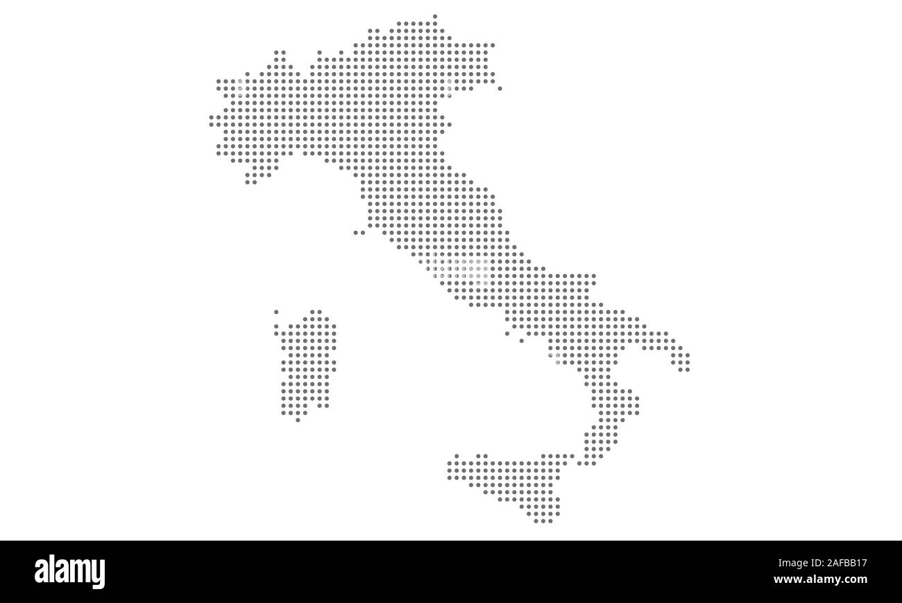 Dotted italy map vector, isolated background. Flat Earth, gray map template for web site pattern, annual report, infographic. Stock Vector
