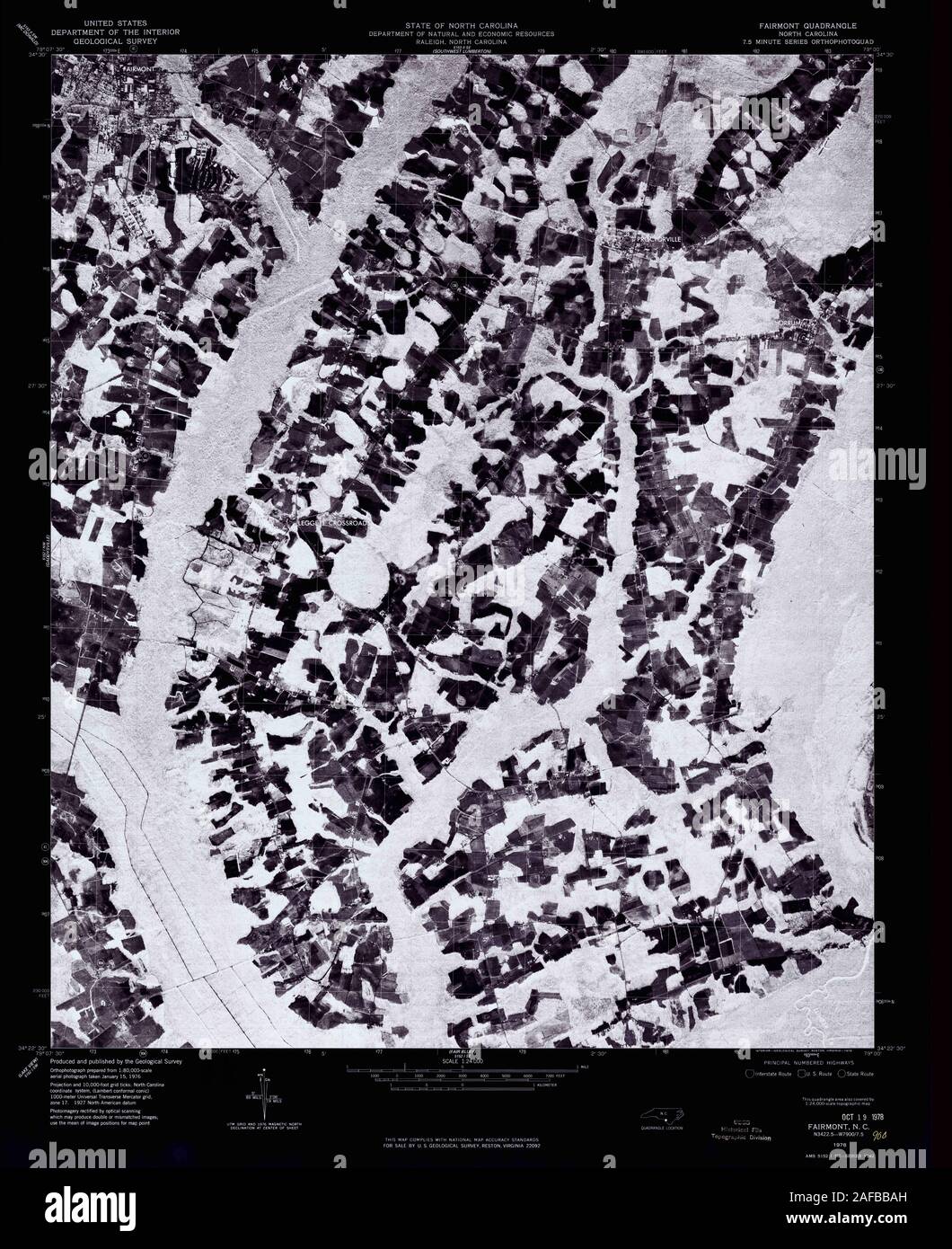 USGS TOPO Map North Carolina NC Fairmont 161353 1976 24000 Inverted