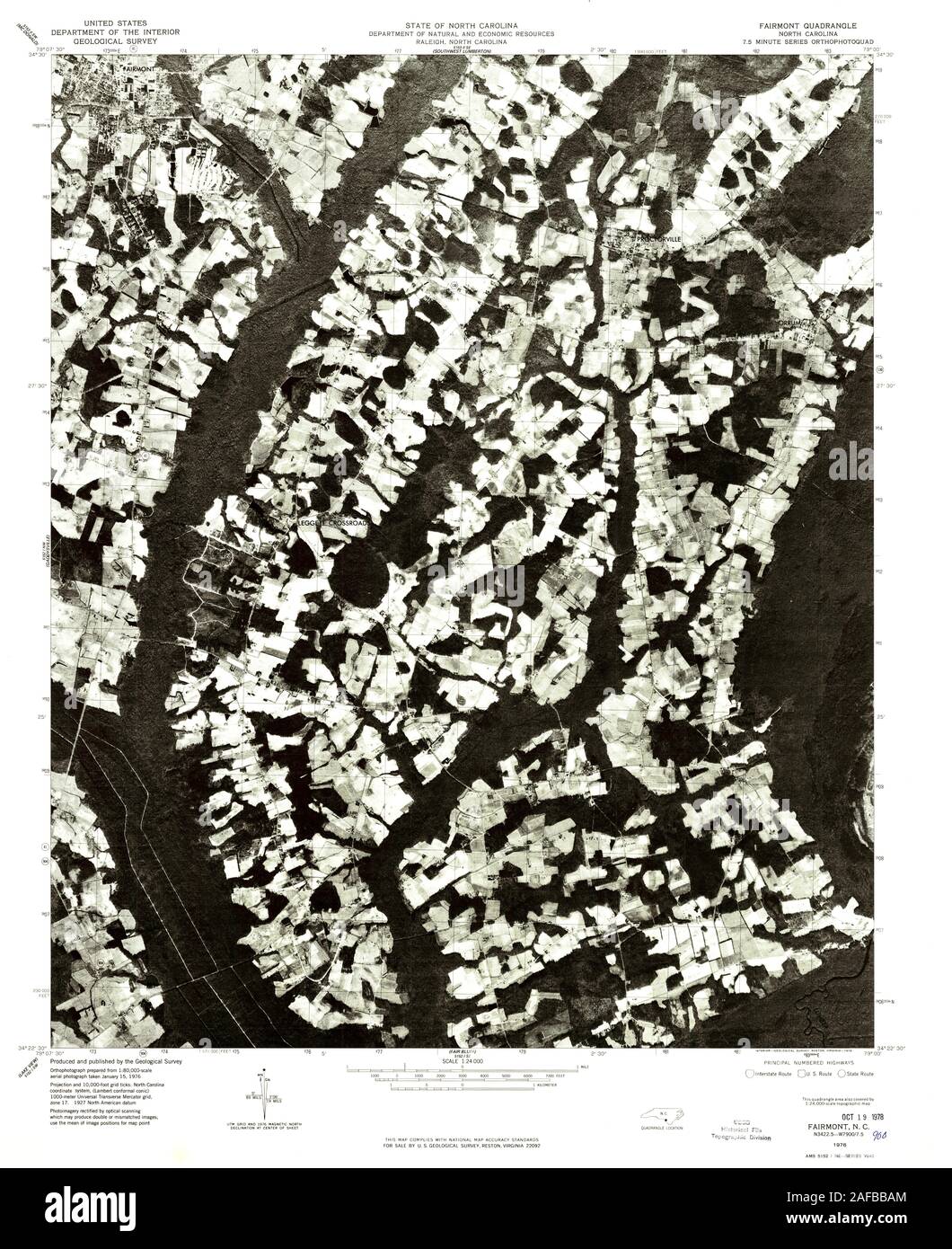 USGS TOPO Map North Carolina NC Fairmont 161353 1976 24000 Restoration