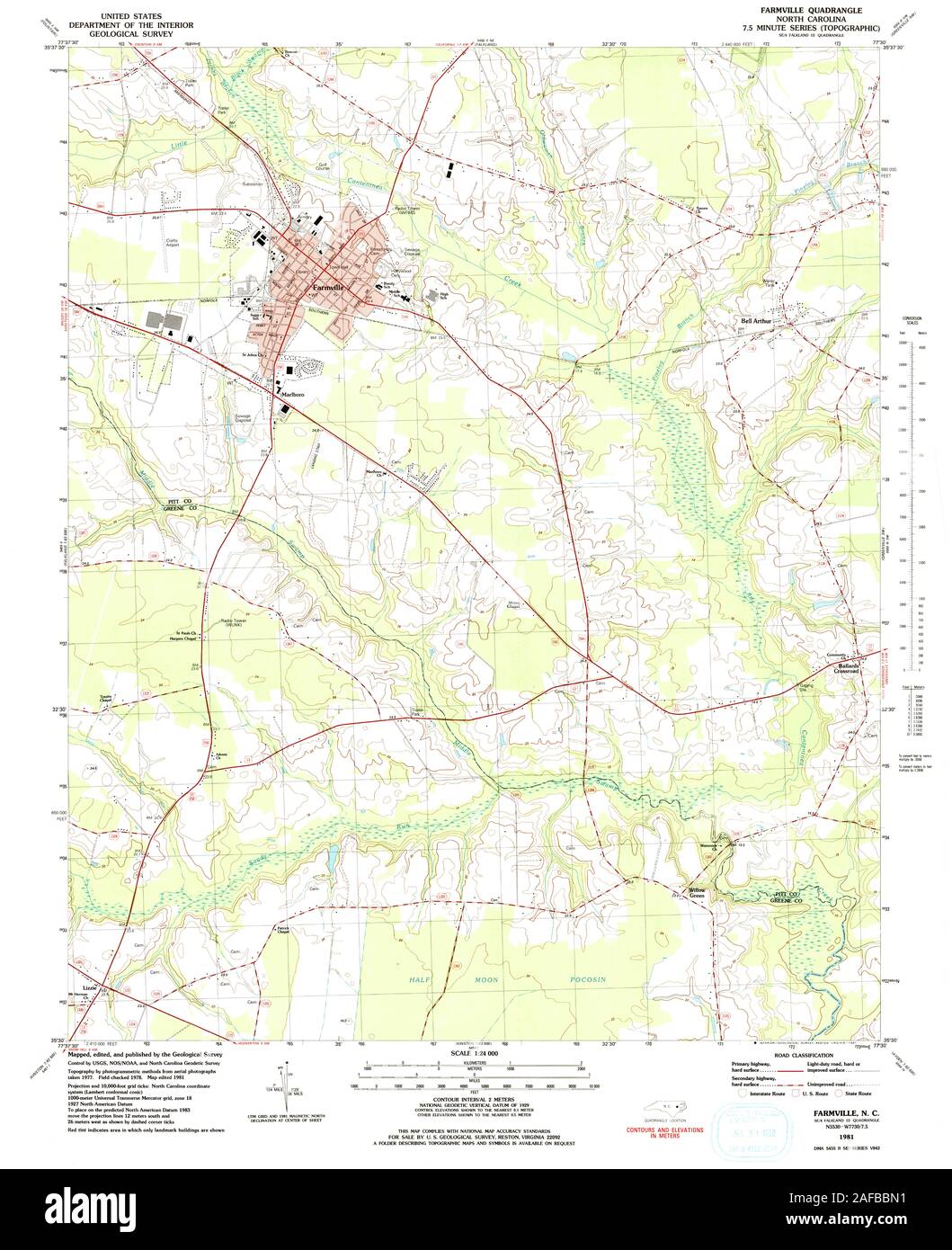 Usgs Topo Map North Carolina Nc Farmville 161366 1981 24000 Restoration 2AFBBN1 