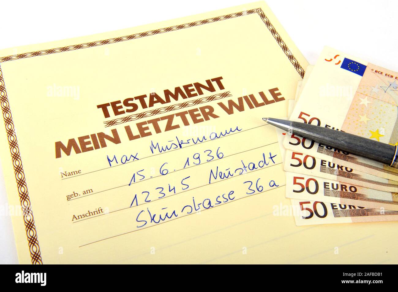 Testament, letzter Wille Stock Photo