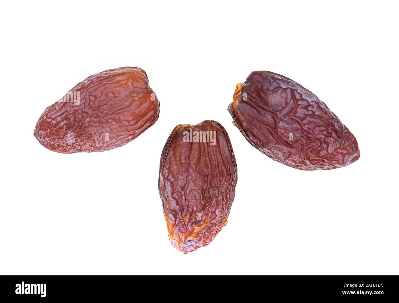 Date Fruit, Deglet Nour or King Date Fruit isolated on white Background Stock Photo