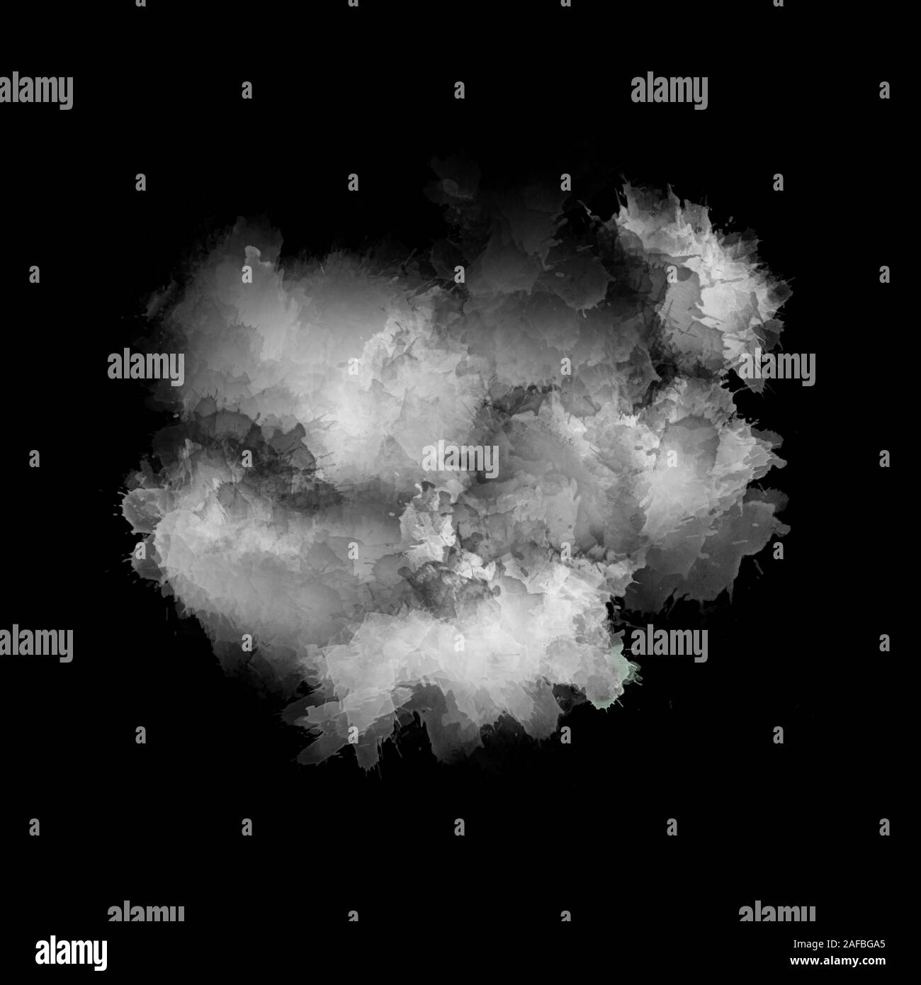 Artistic black and white painting . Monochrome paint splashes on black