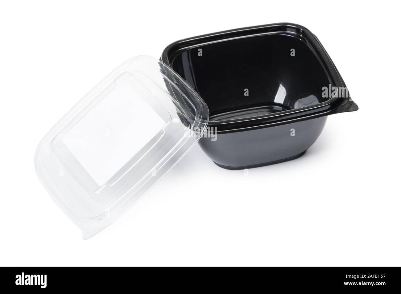 Disposable Plastic Food Container On White Backdrop Stock Photo