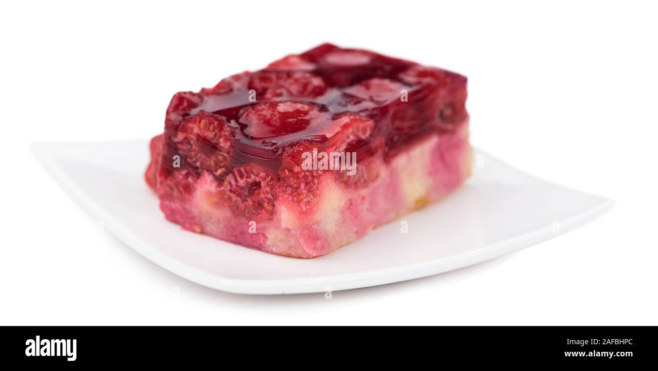 Fresh homemade Raspberry Cake isolated on white background Stock Photo
