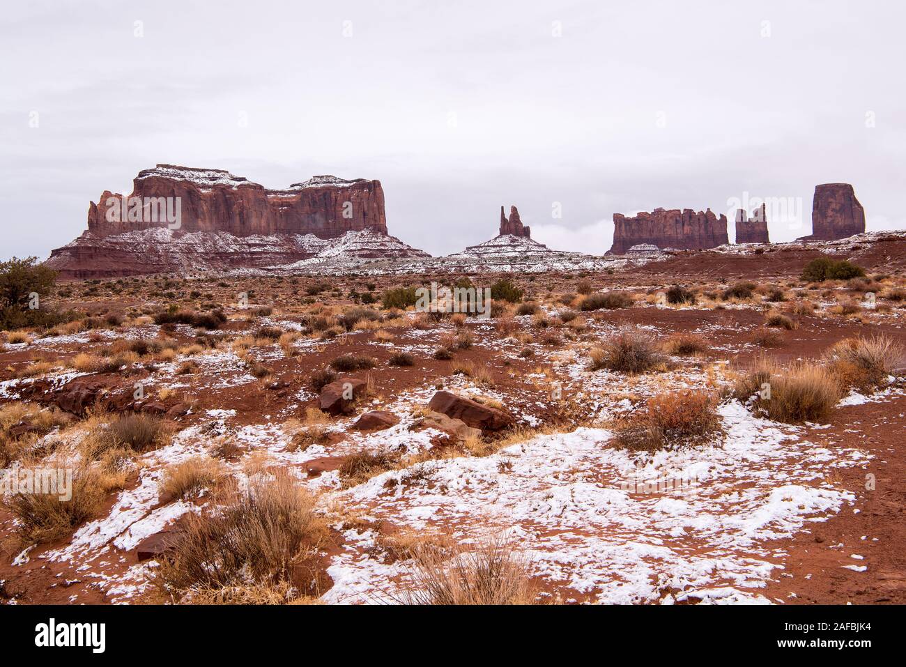 Snow at Monument Valley Stock Photo