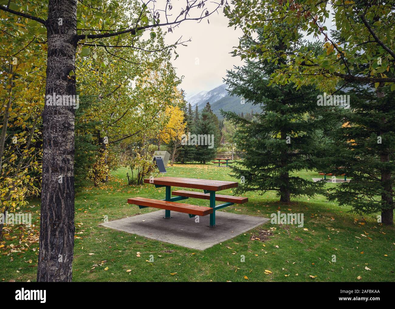 Park picnic tables hi-res stock photography and images - Alamy