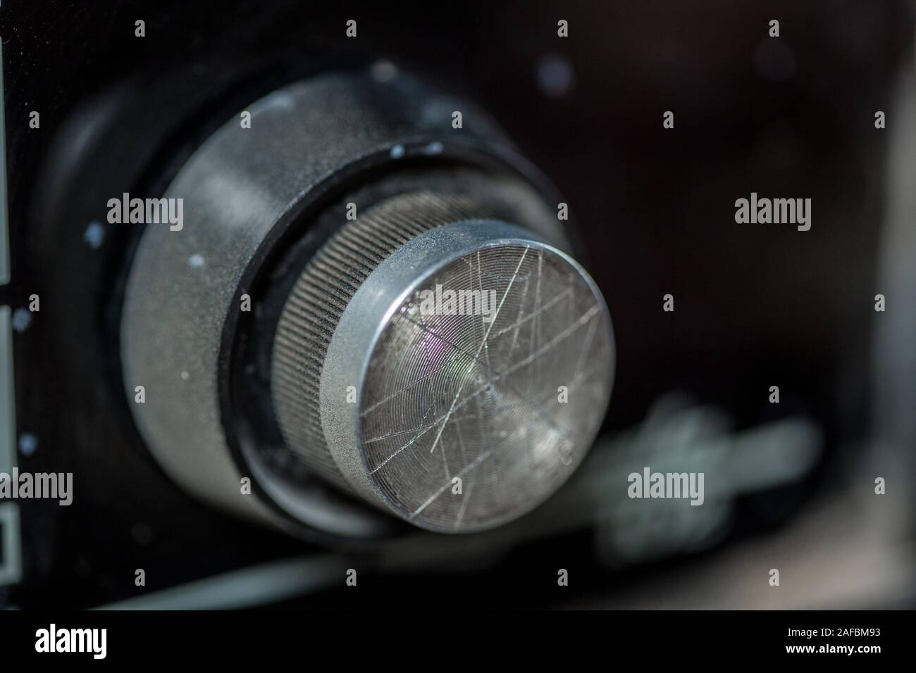 vintage radio tuning knob closeup . blurred background. small focusing area, selective focus