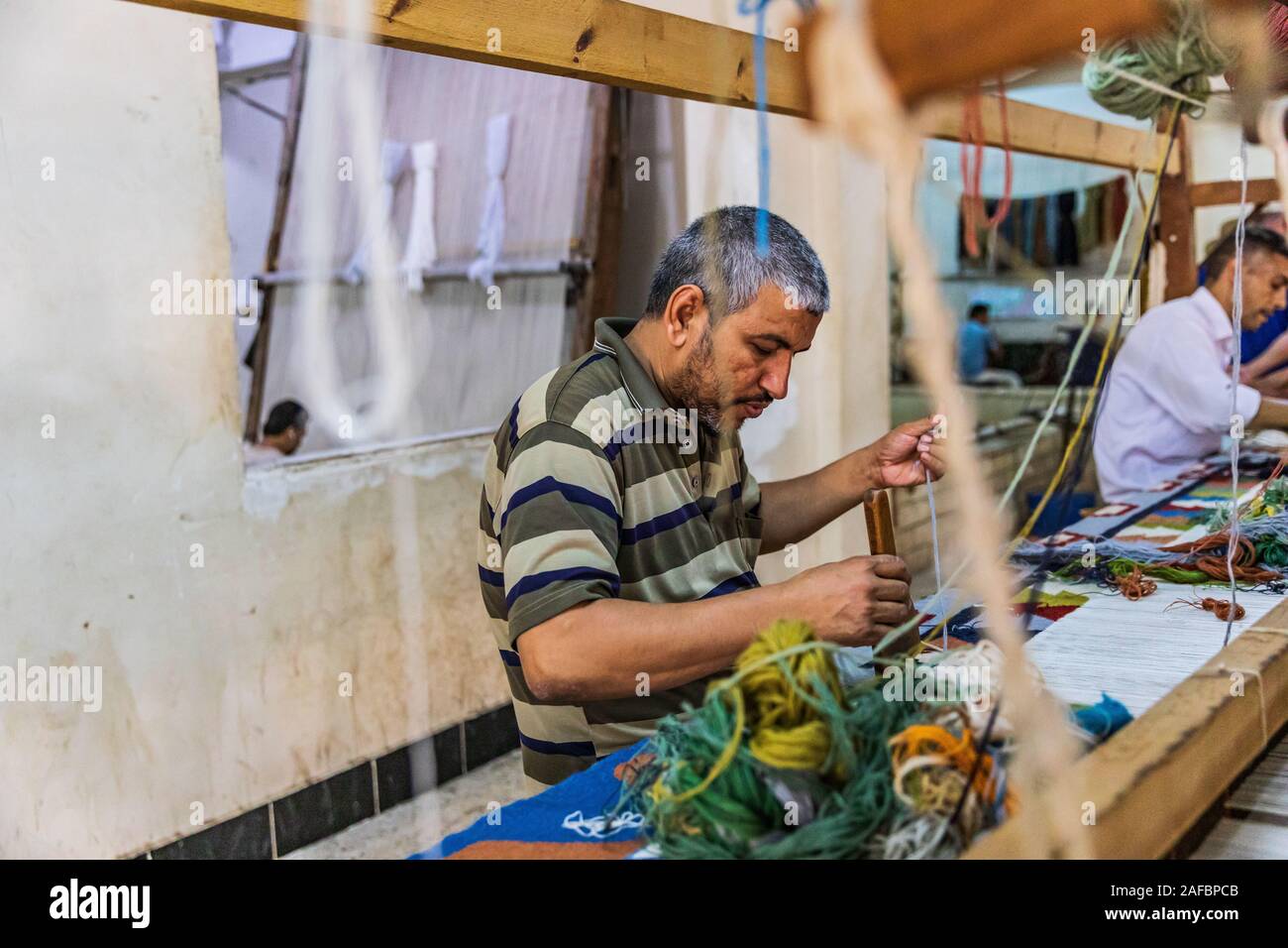 Africa, Egypt, Cairo, Giza. October 4, 2018. Carpet, tapestry, and rug