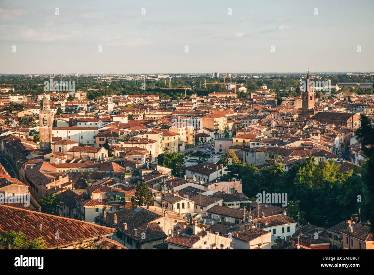Beautiful sunset aerial view of traditional architecture in Verona in ...