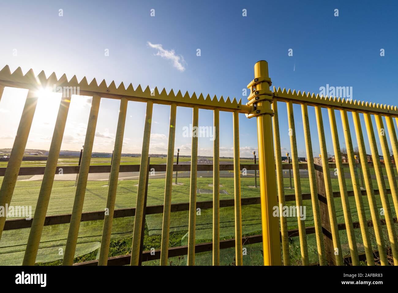 RAF Northolt security fence. Royal Air Force station in South Ruislip, Hillingdon, London, UK. Home to 32 squadron Royal Flight used by VIP passengers Stock Photo