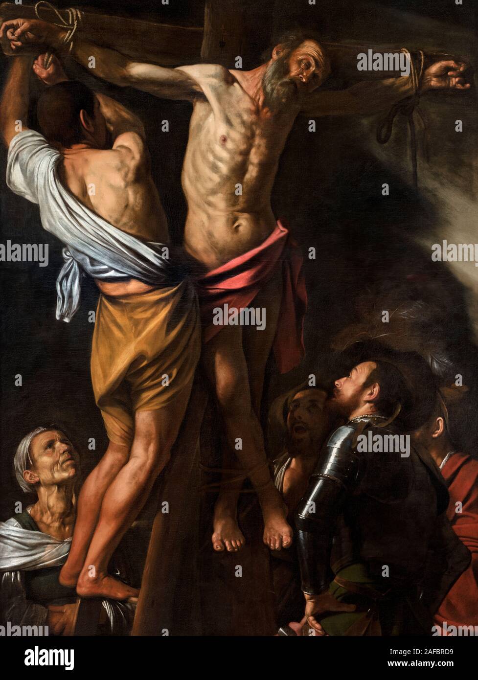 The Crucifixion of Saint Andrew by by Michelangelo Merisi da Caravaggio (1571-1610), oil on canvas, c.1606/7 Stock Photo