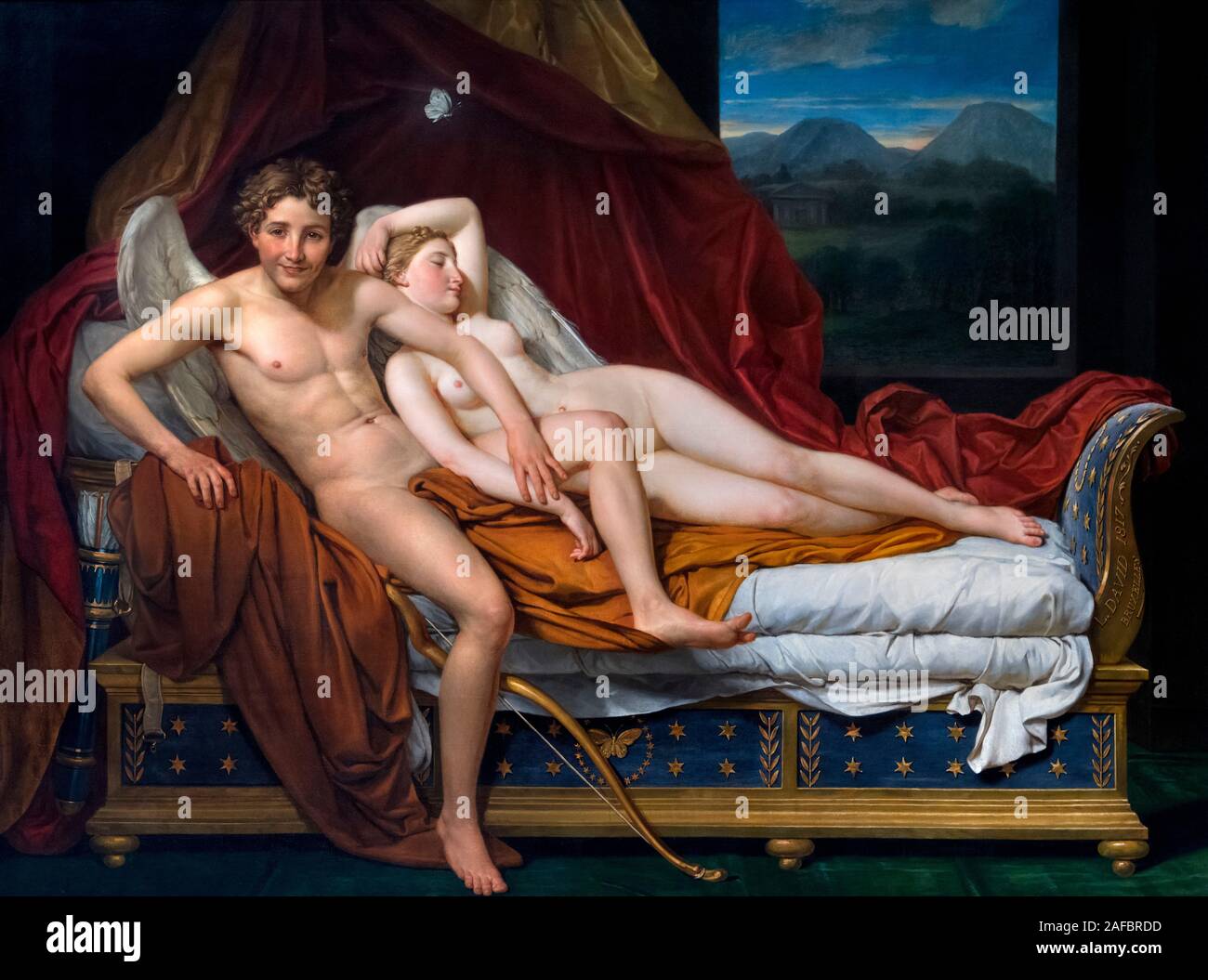 Cupid and Psyche by Jacques-Louis David (1748-1825), oil on canvas, 1817 Stock Photo