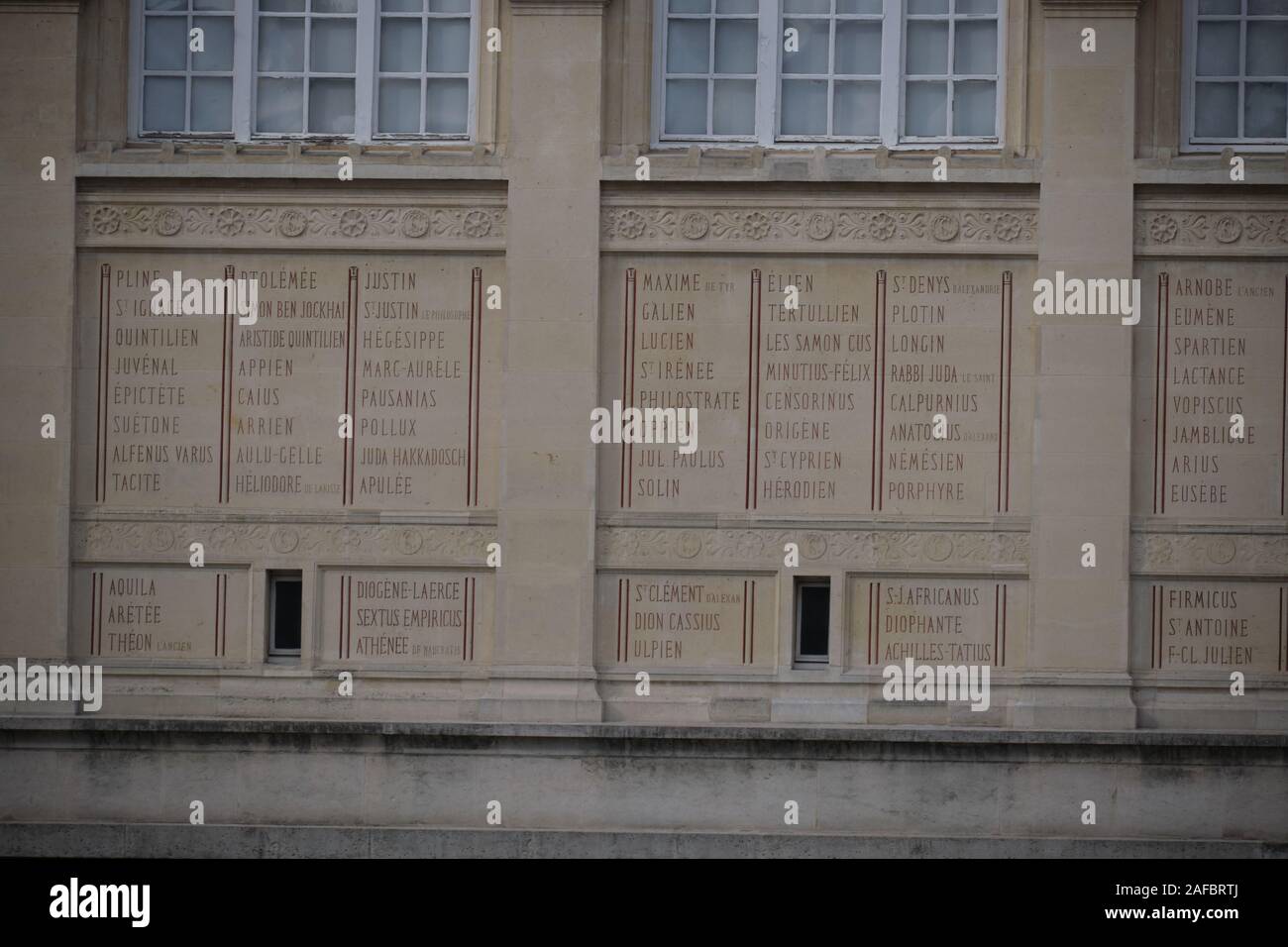 Names on Wall of Sainte-Geneviève Library Stock Photo