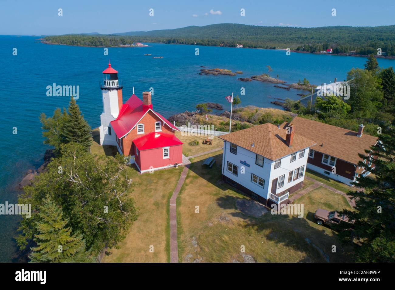Eagle Harbor lighthousein Eagle Harbor michigan on Keewnaw peninsula on lake superior Stock Photo