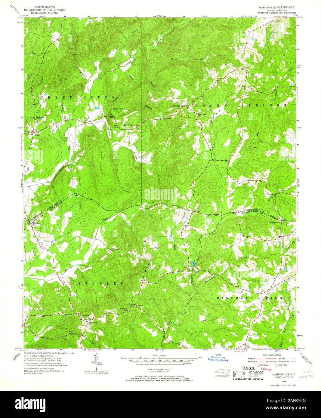 USGS TOPO Map North Carolina NC Harrisville 162589 1956 24000 Restoration Stock Photo