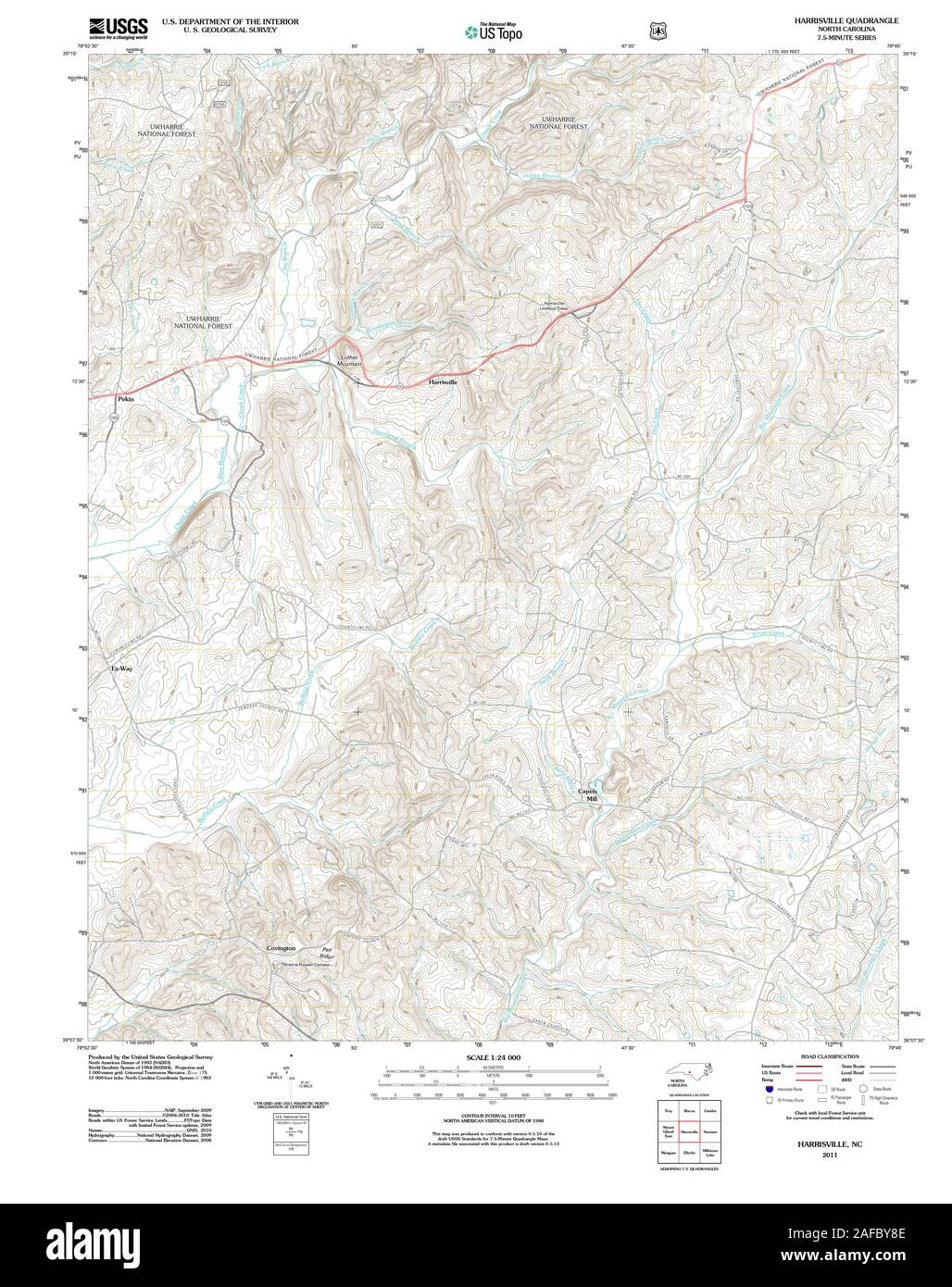 USGS TOPO Map North Carolina NC Harrisville 20110621 TM Restoration Stock Photo