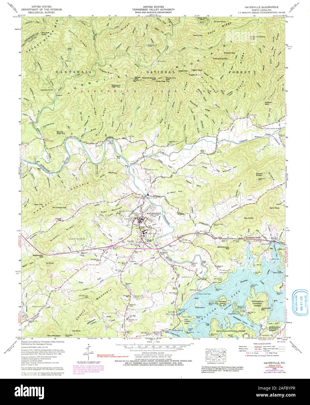 USGS TOPO Map North Carolina NC Hayesville 162147 1966 24000 Restoration Stock Photo Alamy